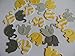 100 mixed yellow, yellow chevron and gray elephant die cuts, party supplies shower decor
