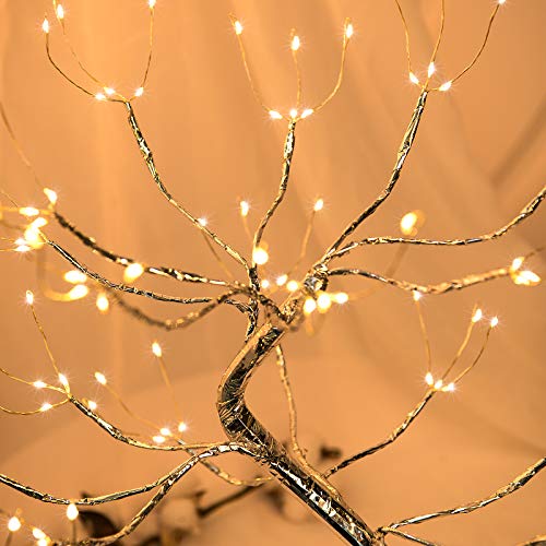 Pesguo 20" 108 Led Firefly Bonsai Tree Lights Artificial Fairy Tree Usb/Battery-Powered Touch Switch White Warm Lights Tree Lamp For Bedroom Desktop Christmas Party Indoor Decoration Lights #TOP1