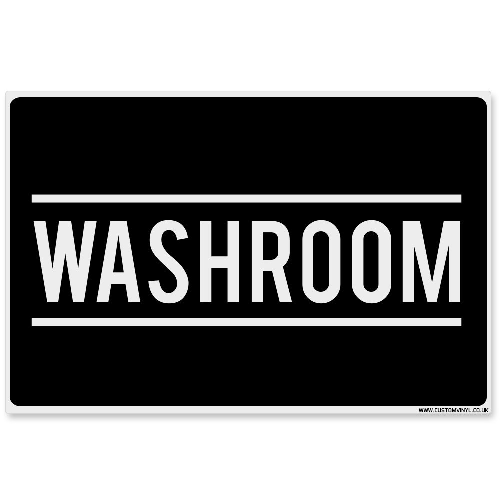 Custom Vinyl Black Washroom Door Sign, Plastic Adhesive Bathroom/Toilet/Wc Wash Room Door Signage