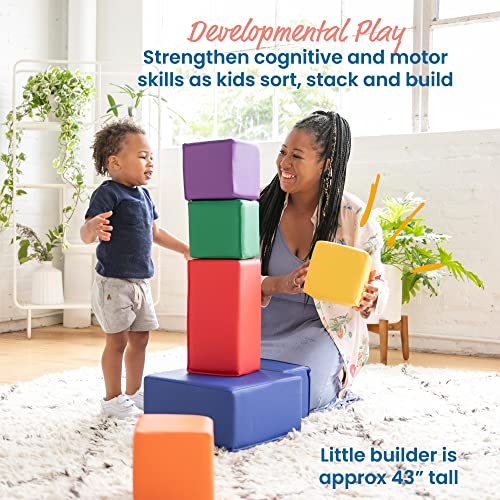Ecr4Kids Softzone Big Foam Building Blocks, Soft Playset, Assorted, 7-Piece #TOP2