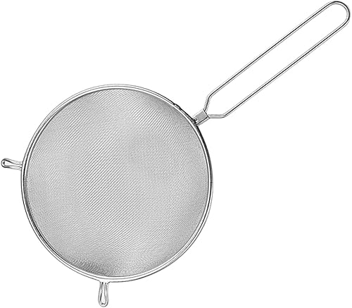 Miniatura 3 de Luxshiny Cuchara coladora de malla de acero inoxidable con mango largo, cuchara coladora de 8 pulgadas para separación rápida de aceite y líquidos