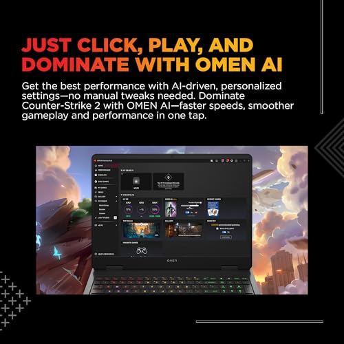Image of HP Omen, Intel Core Ultra 7 255H, 8GB RTX 5060 (24GB DDR5, 1TB SSD) 165Hz, 2k WUXGA, 3ms, 400 nits, 16'' /40.6cm, Win11, M365* Office24, Black, 2.42kg, an0015TX, RGB, Gaming Laptop