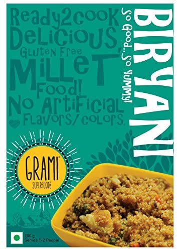 Grami Superfoods Millet Biryani Combo Pack – 200g (Pack Of 3) | Gluten Free | Preservative Free | Healthy Breakfast | Easy & Ready To Cook | Lower Blood Sugar | Weight Loss | Rich In Protein & Fiber | No Maida | No Artificial Flavors / Colors