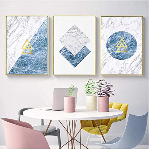 Toile Marbre Bleu Abstrait pour Déco Murale Salon Moderne et Chambre Parentale 50x70cm