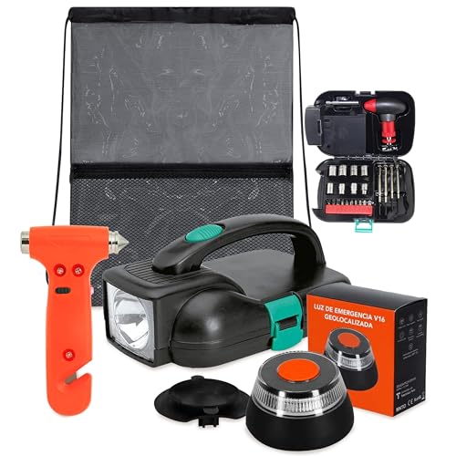 Tazaland Kit De Emergencia V16 Para Vehículos Luz De Emergencia Geolocalizada Homologada Dgt Set Herramientas Con Linterna Led Martillo De Emergencia Con Cúter Regalo Práctico Coche Tazaland Kit De Emergencia V16 Para Vehículos Luz De Emergencia Geolocalizada Homologada Dgt Set Herramientas Con Linterna Led Martillo De Emergencia Con Cúter Regalo Práctico Coche