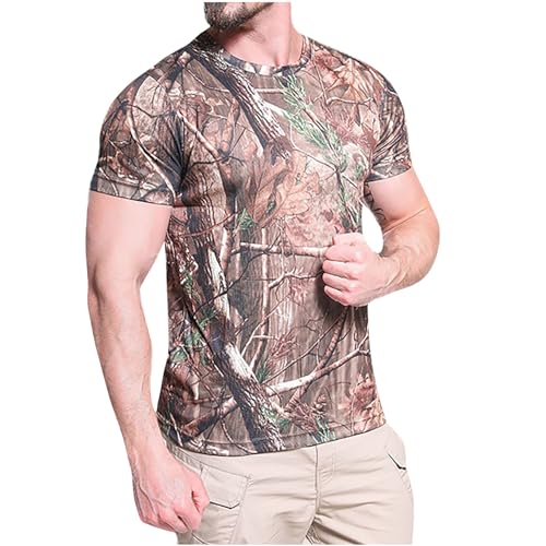 Camisetas de manga corta para hombre, de secado rápido, ligeras, transpirables, cómodas, camuflaje, activas, atléticas, para correr, trabajo, entrenamiento, deportes, con protección solar UV UPF 50+,