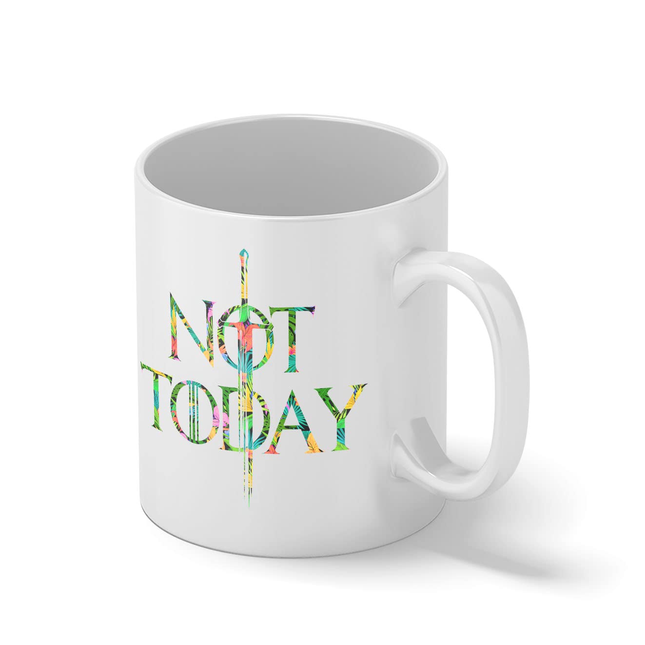 Not Today Game of Thrones Arya Stark Flowers White Coffee Mug