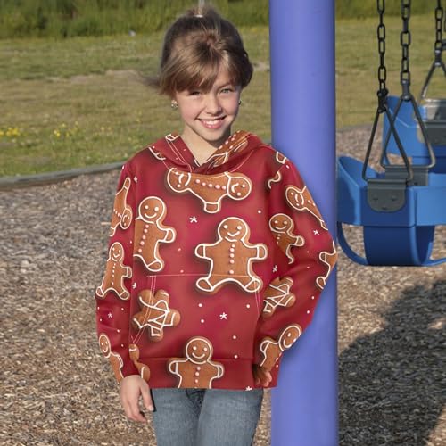 Kids Hoodies Sweaters Christmas Gingerbread Hooded Sweatshirts with Big Pockets for Boys Girls B04000224