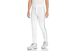Mizuno Adult Men's Premier Piped Baseball Pants: Pristine White with Sporty Black Piping