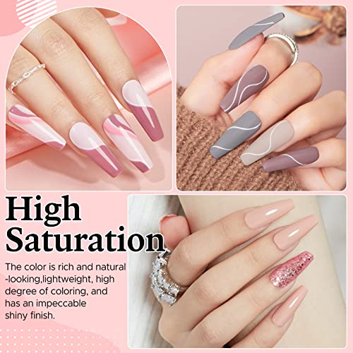 Azurebeauty 29 Pcs Dip Powder Nail Kit Starter, 20 Colors Clear Nude Pink Brown Glitter All Season Acrylic Dipping Powder System Essential Liquid Set With Top/Base Coat Activator For French Nail Manicure Diy Salon Women Gift #TOP3
