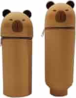 Estuche Escolar De Silicona Con Forma De Capibara – 2 En 1, Se Convierte En Lapicero De Sobremesa, Cremallera Suave, Tamaño 20x7 Cm, Kawaii Para Niños Y Adultos