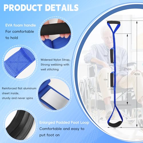 42 inch long leg lifter rigid leg lifter strap with eva handgrips ampfoot loop leg lifter after hip replacementampknee surgery recovery aids kitleg lifters getting legs in and out of bedcarwheelchair