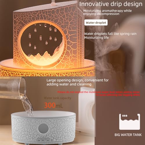 Raindrop Humidifiers for Bedroom,300ML Ultrasonic Small Humidifier, Aromatherapy Essential Oil Vaporizer, Essential Oil Diffuser with Atmosphere Light,Suitable for Bedroom, Hotel,Gym,Yoga Room by fuliying - Image 6