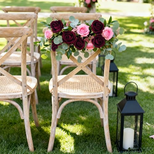Burgundy Artificial Roses Flower Heads 25 PCS Velvet Real Look Silk Rose Flowers with Stems for DIY Wedding Party Baby Shower Home Decoration image 3