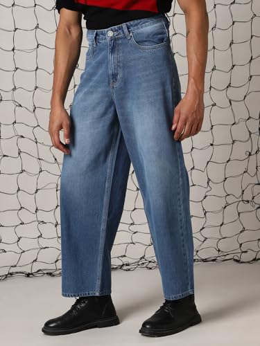 Hubberholme Herren-Jeans, gewaschene Baumwolle, lockere Passform, mittelhoch, Größe 48, Blau_4, 44 – Bild 6