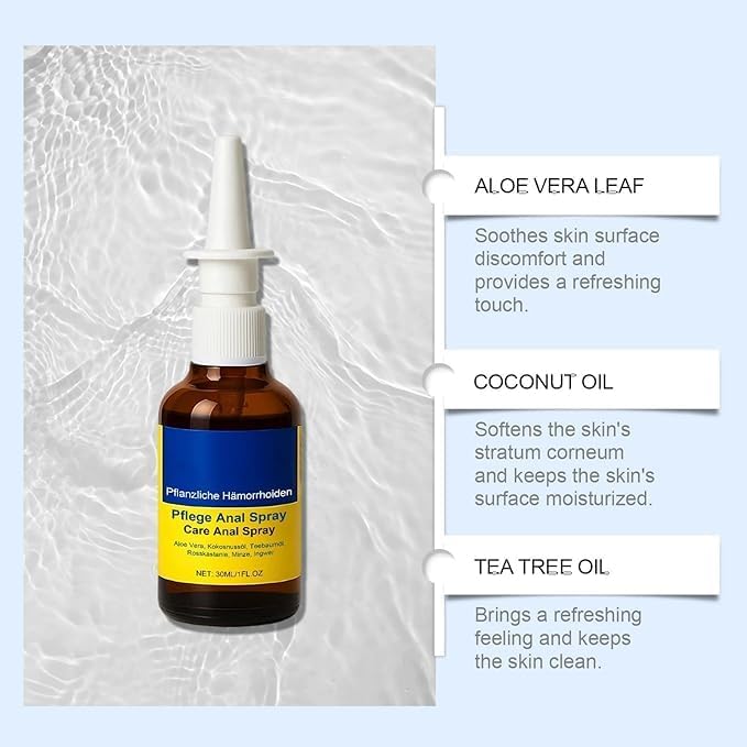 Spray anti-hémorroïdaire naturel à base de plantes, soulage efficacement les démangeaisons et l'inconfort liés aux hémorroïdes, pour hommes et femmes