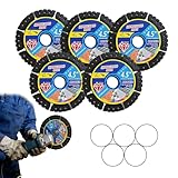 5 Pack Diamond Multi-Purpose Saw Blades, 4.5' Diamond Blade for Angle Grinder, Versatile Cutting Disc for Cutting Tile, Marble, Quartz, Stone, Metal & Plastic, Wet or Dry Use