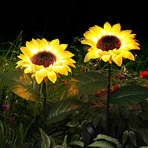 KITVONA Outdoor Sunflower Solar Garden Decor Yard Stake, 26'' Decorative Lights for Garden Patio Porch Backyard (2 Pack) - Thumbnail 5