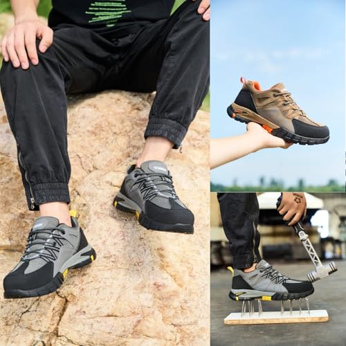 Image of Hogent Steel Toe Shoes for Men Lightweight Comfortable Non Slip Work Shoes Women Puncture Proof Safety Sneakers for Industrial Construction & Daily Life