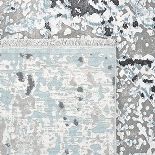 Tapis rectangulaire Metis bleu 080 x 150 cm petite taille entrée