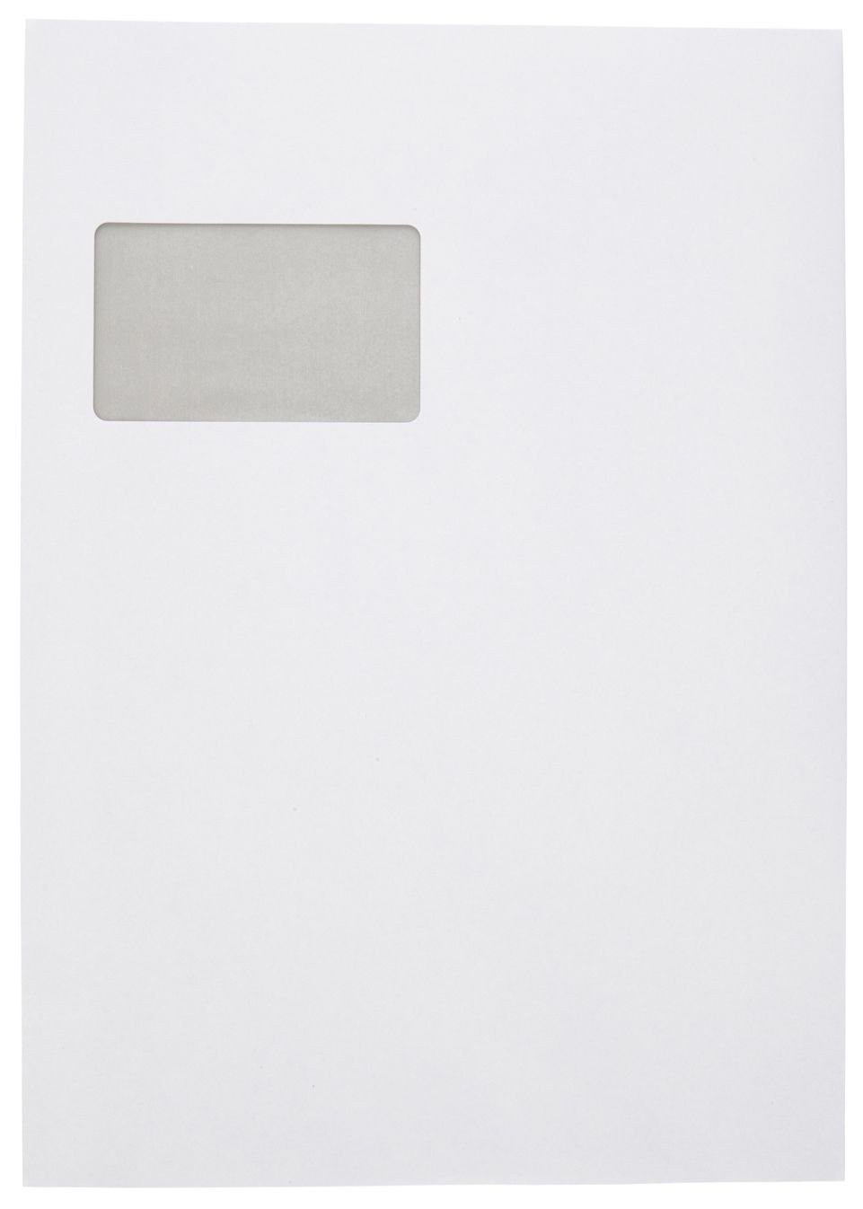 Idena 10251 - Faltentasche, DIN C4, mit 2 cm Bodenfalte, 120 g/m², haftklebend, mit Fenster, 200 Stück, FSC-Mix, weiß