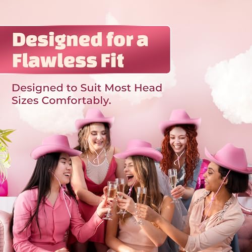 Ibasics Pink Cowgirl Hat With Bandana - Pink Cowboy Hat For Women And Teen Girls - Fun Novelty Cow Girl Hat thumb #5