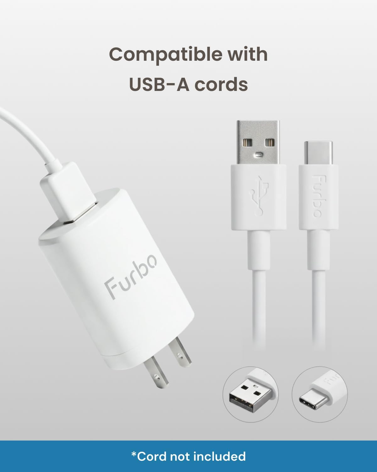 Furbo Pet Camera USB Power Adapter for Furbo 360° Dog Cam and Furbo Mini (Non-Rotating Model) – Official USB-A Wall Plug, 5.2V/2A (10.4W), 1-Count