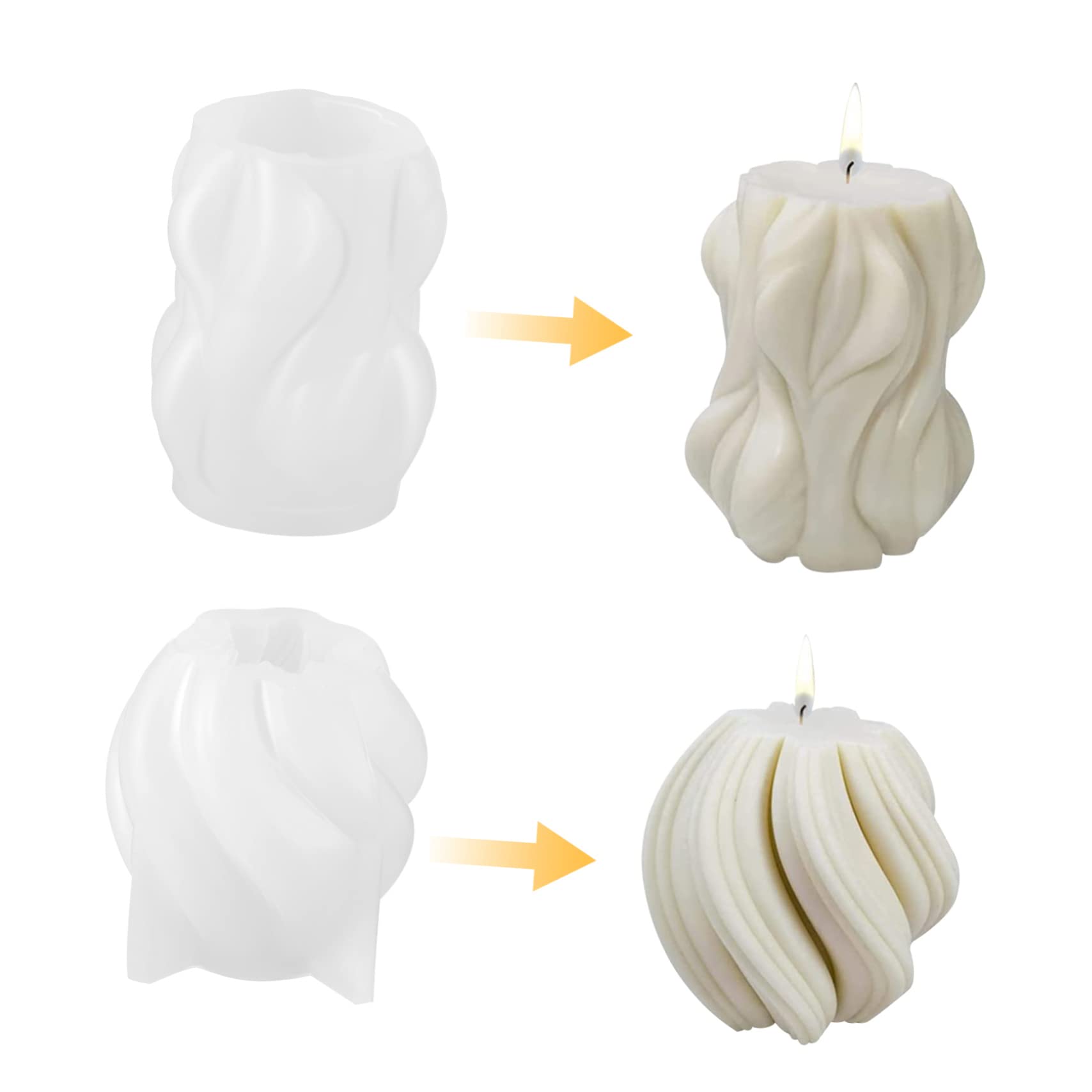 Gadpiparty 4 Piezas Moldes de Silicona para Velas de Aromaterapia Molde de Epoxi Forma de Onda para Hacer Jabón y Velas Adecuado para DIY