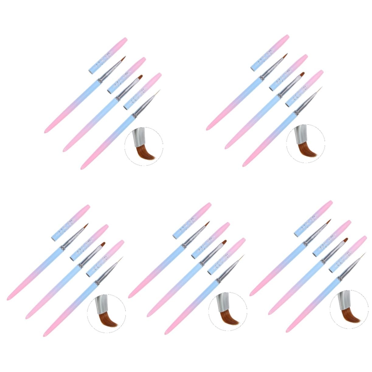 FRCOLOR 15pezzi Pennello Per Nail Art Professionale Per Manicure e Decorazione Unghie Manico Resistente Pennelli Per Unghie Con Testa Per Risultati Perfetti Strumenti Per Salone e Uso