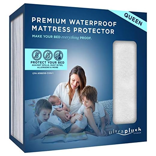 Ultra Plush 100% Waterproof Premium Mattress Protector, Luxuriously Soft and Comfortable, Protects Against Dust Mites and Allergens, Stretchable Deep Pocket Ensures Snug, Easy Fit (Queen Size)
