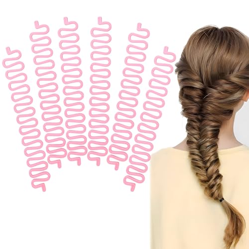 OQKAHIV 6 pcs Trenzadores De Pelo En Espiga, Juego De Herramientas Para Trenzar El Cabello, Herramientas De Peinado Para Mujeres, peinado de moda Accesorios, Accesorios Para Peinar El Cabello, Rosa