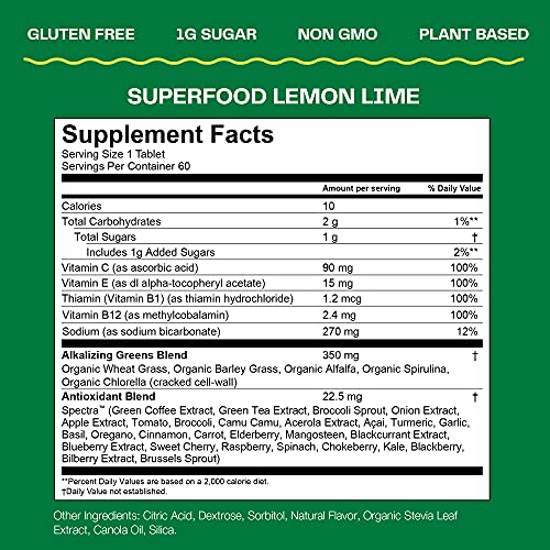 Amazing Grass Fizzy Green Tablets Superfood Lemon Lime: Green Superfood Water Flavoring Tablet With Antioxidants & Alkalizing Greens, 60 Count (Packaging May Vary) #TOP4