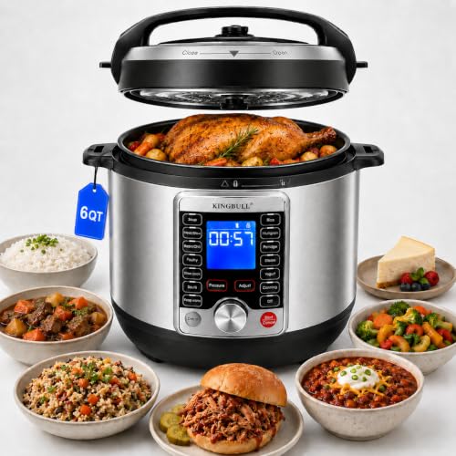 KINGBULL 14-in-1 Electric Pressure Cooker 6‑Quart LCD Display