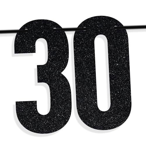 Image of Black Glitter Holy Sh*t You're 30 Banner, Happy 30th Birthday Party Decor for Men Women, Funny Death to My 20's 30th Birthday Party Decorations for Women men