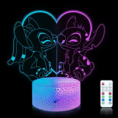 Shenjia Stitch Lampe 3D LED Nachtlicht 16 Farben Fernbedienung