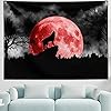 Wolf Tapestry,Animal Print Scary Red Moon Night Wolf Howl in Misty Forest Black and White Tapestry Wall Hanging,Wall… 51QNivpdKGS. SS100
