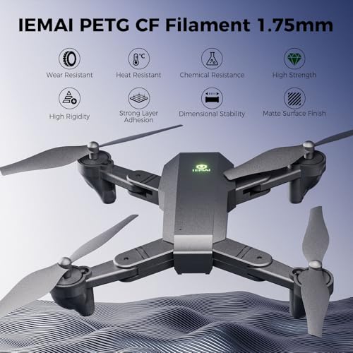 Image of IEMAI Carbon Fiber PETG Filament 1.75mm Matte Black 2.5KG, PETG-CF 3D Printer Filament with Dimensional Stability & Low Warpage, High Stiffness, Heat Resistant, Easy Print