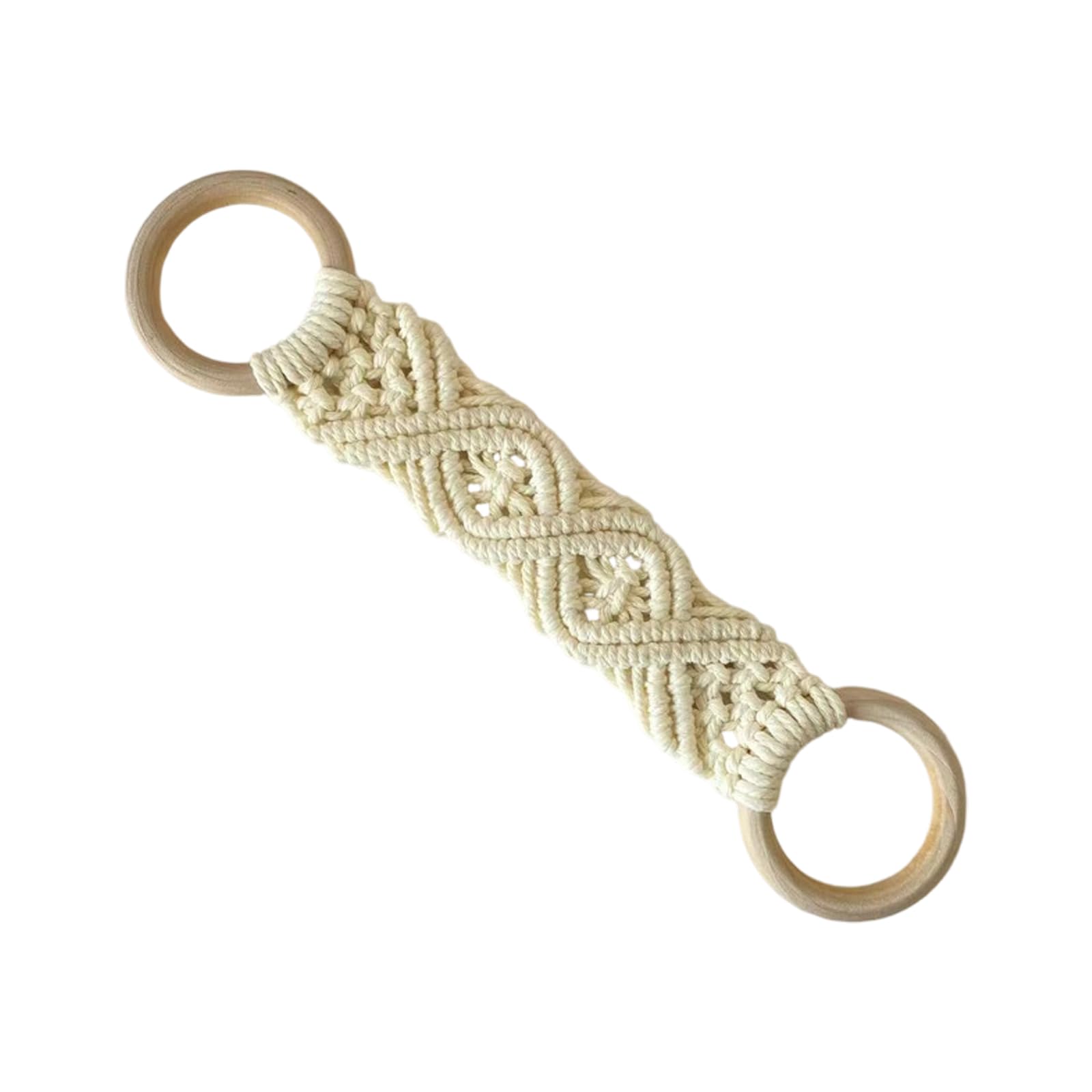 Mekalero Cord Towel Holder with Wood, Woven Wall Rack for Bathroom Hand Towels, Kitchen, and Home Decor Accent Woven Hand Towel Holder Wall Piece Bathroom Display Kitchen Rack Cotton Cord Wood Detail