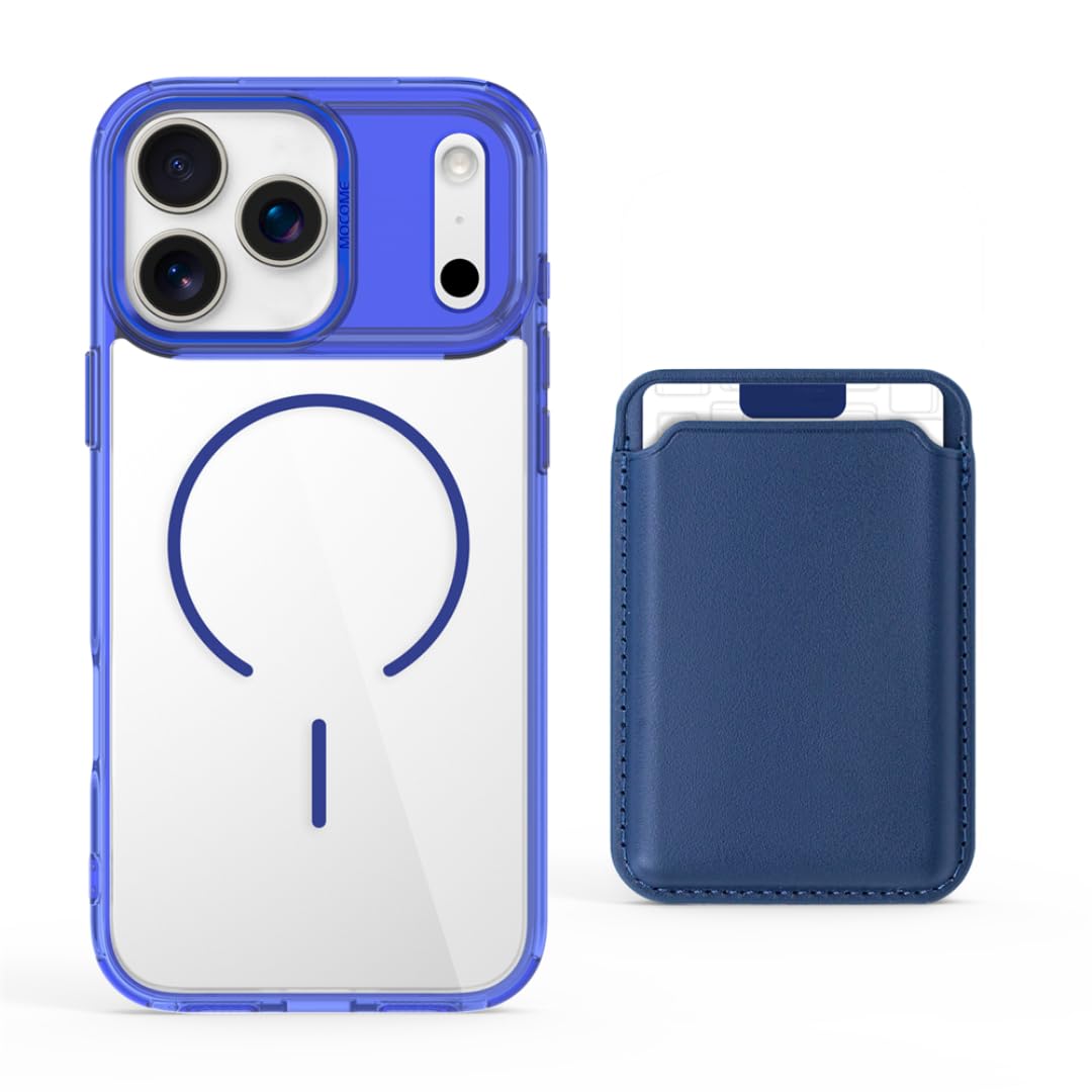Custodia in pelle con porta carte magnetico, ricarica wireless e cover rigida ibrida opaca per iPhone 17 Pro Max (per iPhone 17 Pro Max/grigio)