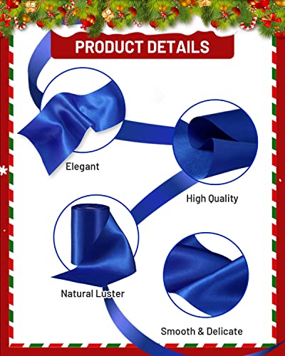 Blue Satin Ribbon 4 Inch x 22 yd Wide Thick Royal Blue Ribbon for A Grand Opening Business Ribbon Cuttings Ceremony Bow Wedding Chairs Pageant Sashes Christmas Festival Decor - Image 2