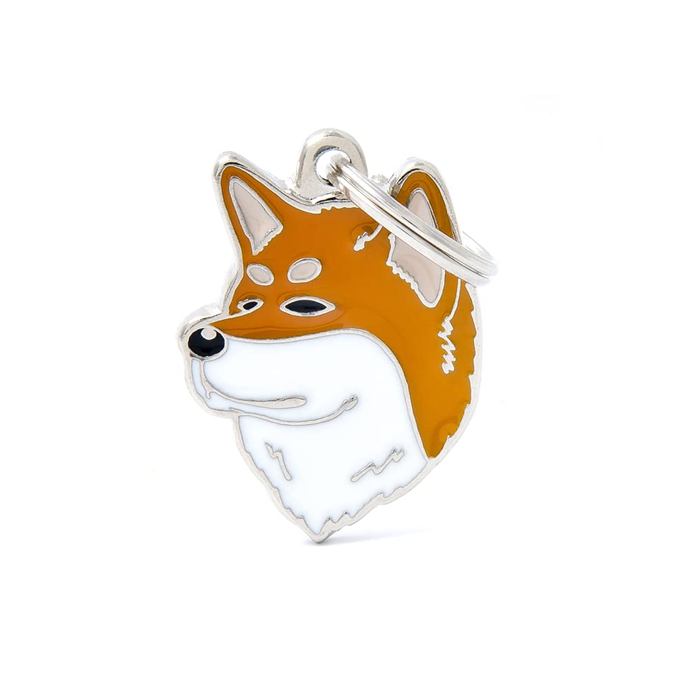 My Family Personalized Dog ID Tag Made in Italy, Akita Inu Free Engraved Dog Nameplate, Hand Enameled Metal, Friends Collection, 25x33mm