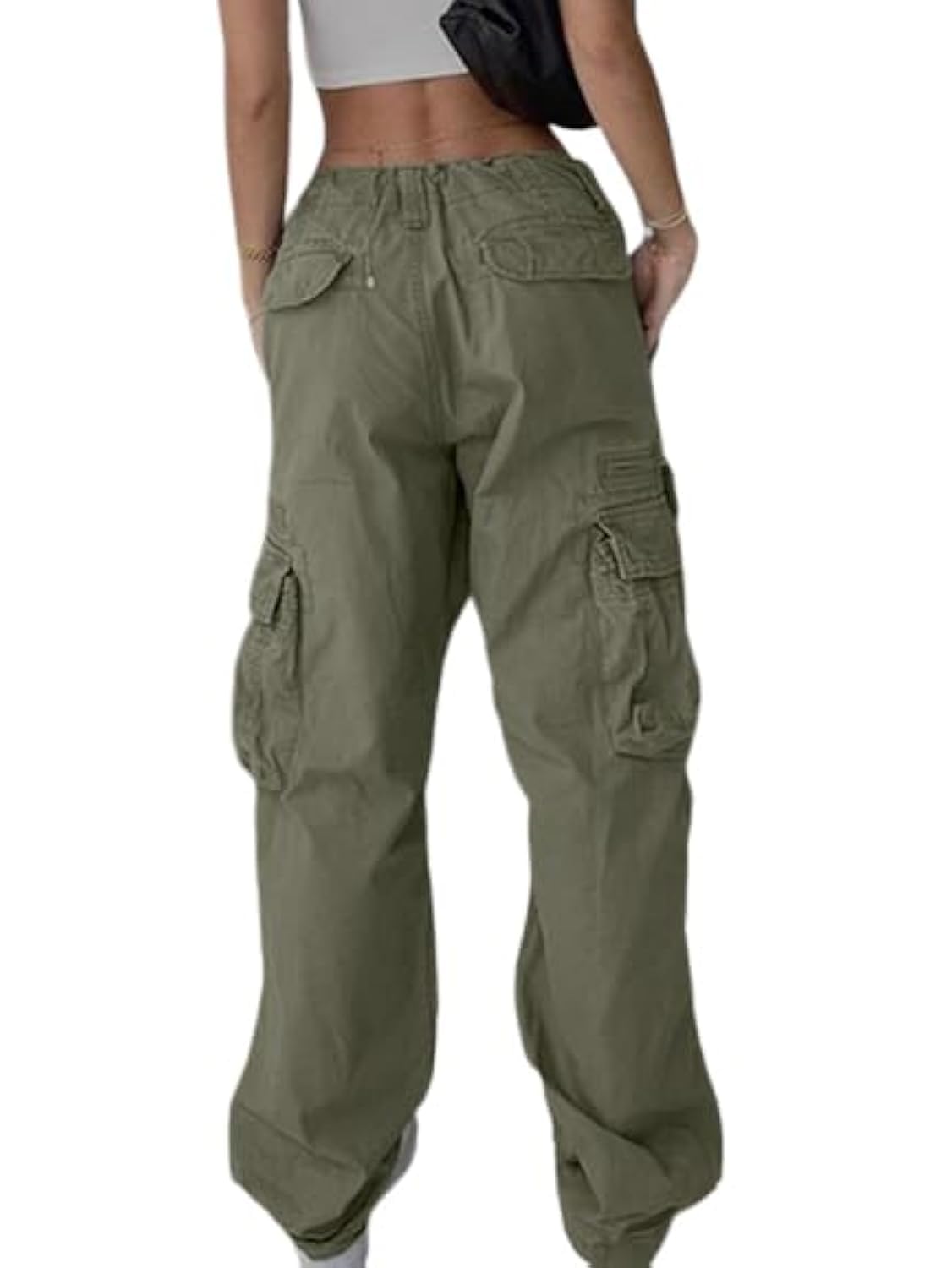 EMMIOL Cargo Pants for Women High Waisted with Pockets Y2K Streetwear Casual Tactical Travel Pants