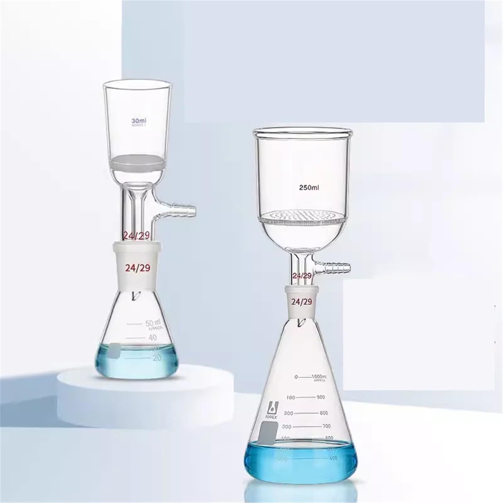 Dispositivo de filtración de succión de filtración de núcleo de de vidrio de laboratorio instrumento de vidrio de filtro de solvente al vacío 50/100/250/500/1000/2000(250ml with 100ml)