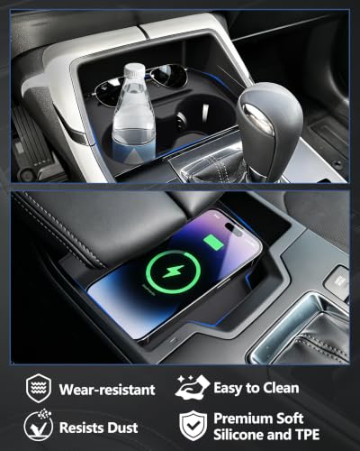 Image of Cup Holder Insert & Wireless Charging Mat for 2026 Mazda CX5 Accessories | Not for CX-50 | 2PCS Center Console Set , Non-Slip, Spill & Scratch Protection, Noise Reduction, Easy to Install