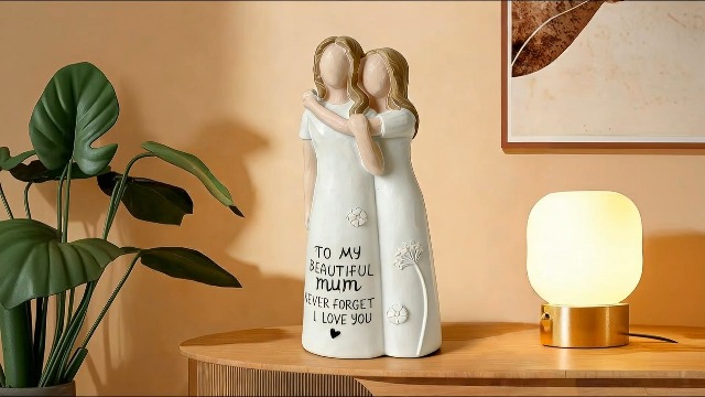 Figura decorativa madre e hija en resina miniatura 7