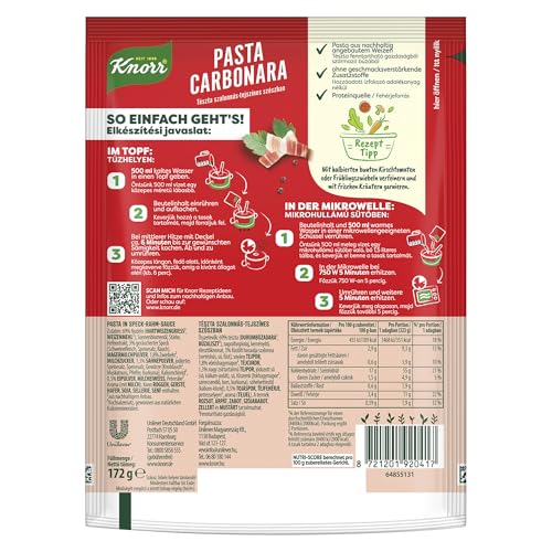 Knorr Spaghetteria Nudel-Fertiggericht Pasta Carbonara leckeres Nudelgericht fertig in 6 Minuten 2 Portionen – Bild 6