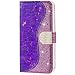 Produktbild CTIUYA Schutzhülle für Samsung Galaxy A30, Hülle Glitzer Handyhülle PU Leder Bling Handytasche Klapphülle Case Diamant Magnet Flip Cover Ledertasche für Samsung Galaxy A30,Lila