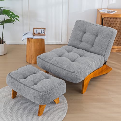Catálogo para Comprar On-line Sillones con reposapiés - solo los mejores. 50 MAXYOYO - Silla ajustable con otomana, cojín grueso y asiento reclinable para sala de estar, acogedor juego reclinable y reposapiés, color gris