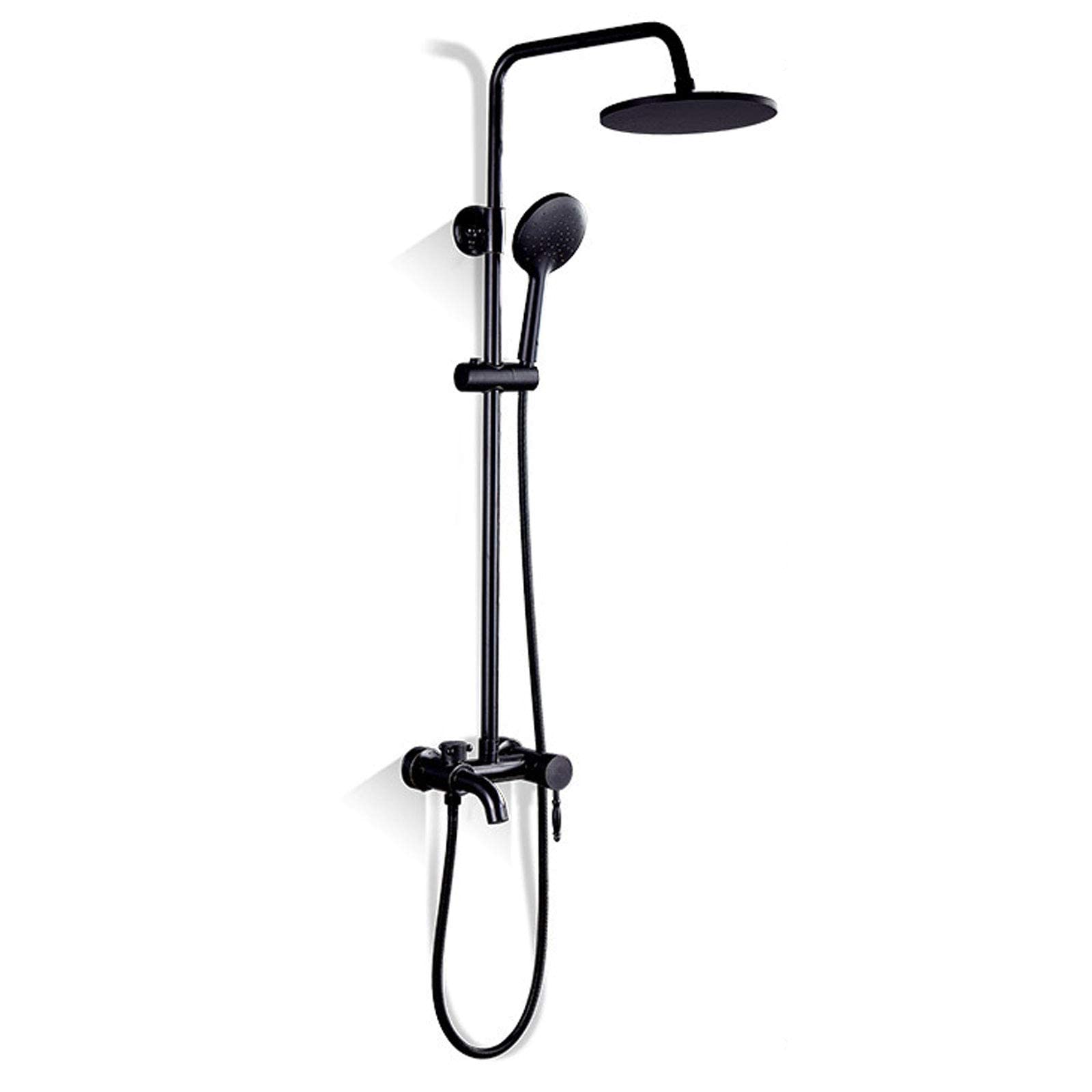 NGDFGR Antique Brass Shower, Black Wall Mounted Shower Set With Round Overhead Shower Head Bath Tap, Traditional Shower Mixer Set For Bathroom Hotel Gym,A,A