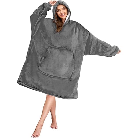 Persepolis Wearable Blanket Hoodie Fleece Hooded Blanket with Sleeves and Large Pocket Warm & Cozy Winter Wear Women Men (Grey) Cover